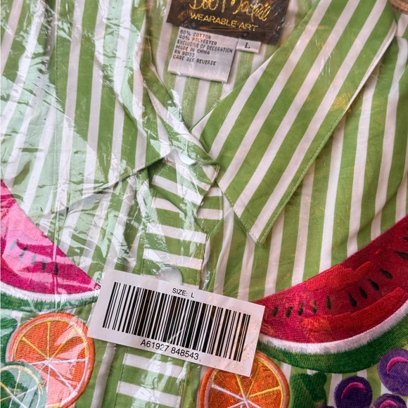 New Bob Mackie Wearable Art Embroidered Fruit Watermelon L Large Shirt Top NWT - Picture 2 of 6